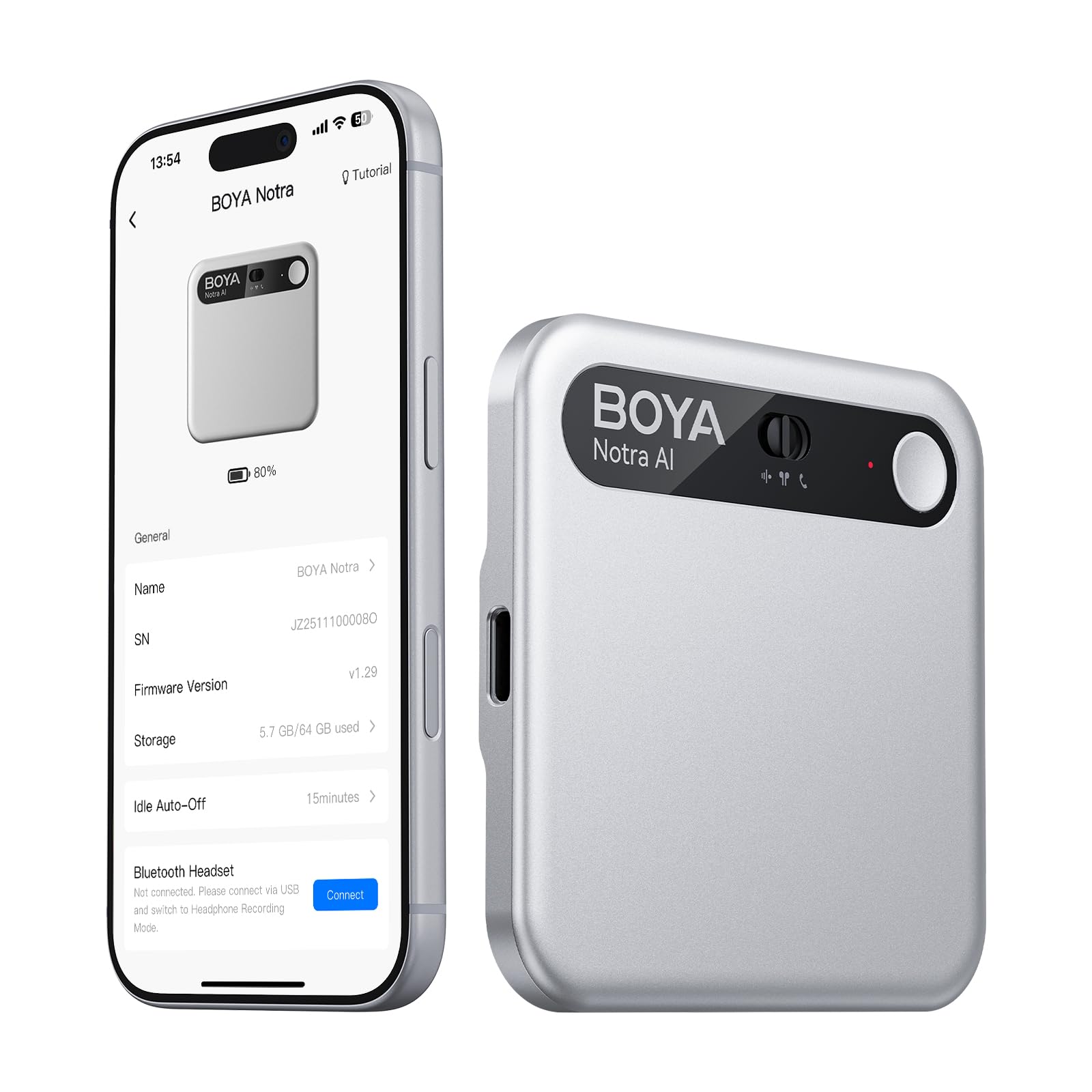 Amazon.com: BOYA Notra AI Voice Recorder, Smart Transcription